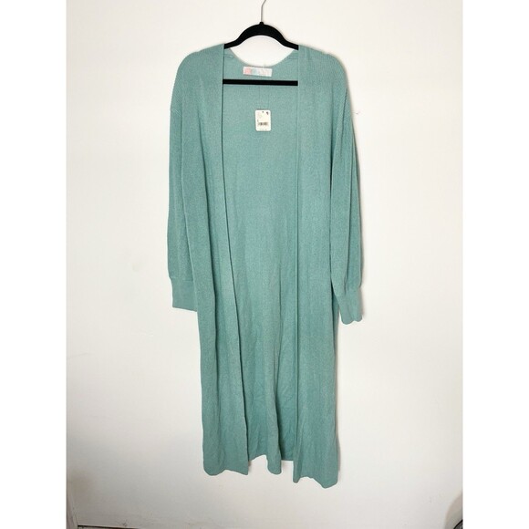 Free People Sweaters - NWT FREE PEOPLE Beach Bicoastal Seaglass Green Comfy Duster Large Linen Blend